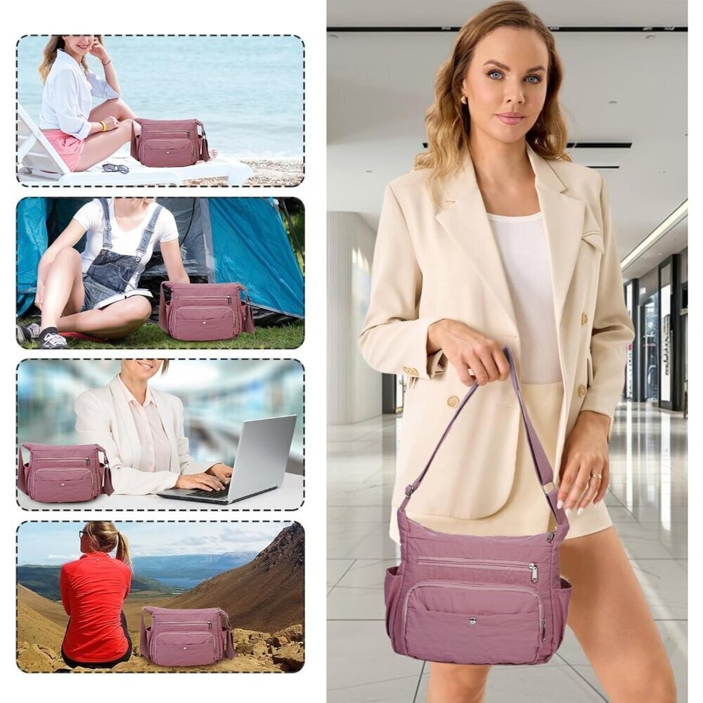 Nylon Crossbody Bag Set Waterproof Lightweight Multiple Pockets Daily Travel - Picture 2 of 6